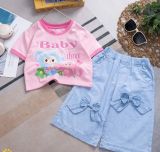 S39 _ Set quần jean ngố nơ áo thun baby three siêu dễ thương _ Beekids 