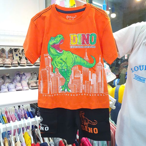  DB33 _ Bộ thun bé trai họa tiết khủng long Dino siêu dễ thương _ Beekids 
