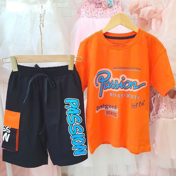  DB32 _ Bộ thun lửng bé trai từ 23kg đến 35kg chữ họa tiết thời trang _ Beekids 