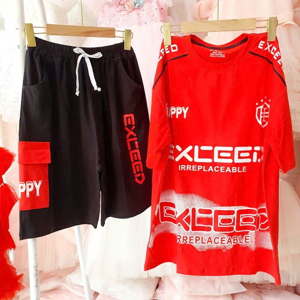  DB29 _ Bộ thun lửng bigsize cho bé trai từ 60kg đến 80kg họa tiết chữ thời trang _ Beekids 