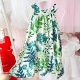  D33 _ Đầm hè đuôi cá bé gái họa tiết lá cây xanh mát _ Beekids 