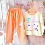  DB38 _ Bộ thun dài tay bé gái từ 12 đến 50kg họa tiết Baby Three cầu vồng dễ thương _ Beekids 