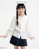  A01 _ Áo sơ mi trắng dài tay bé gái chất đũi xước siêu mềm mát, mịn màng _ Beekids 