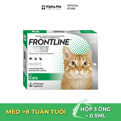 FRONTLINE® PLUS Phòng & Trị ve, rận, bọ cho mèo (0,5ml/ống x 3 ống/hộp)