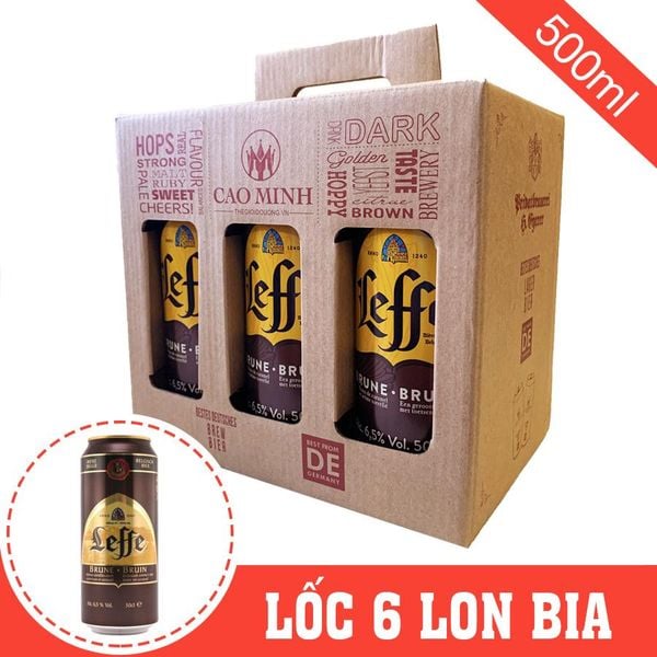 [LỐC 6] Bia Bỉ Leffe Nâu 6.5% Lon 500ml