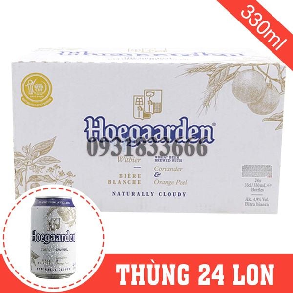 Bia Bỉ Hoegaarden White 4.9% Thùng 24 Lon 330ml