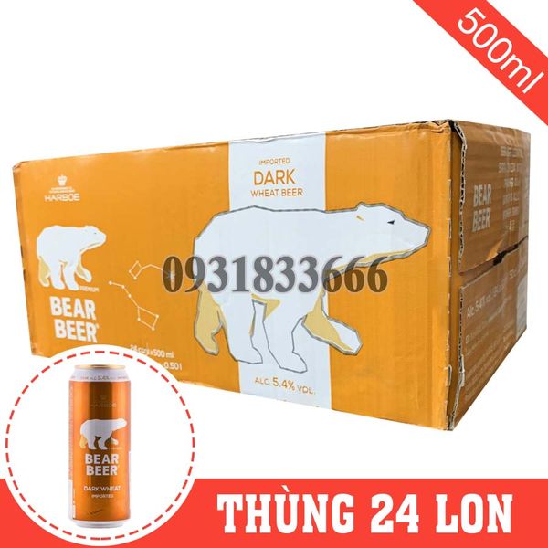 Bia Đức Bear Beer Dark Wheat (Bia Gấu) 5.4% Thùng 24 Lon 500ml