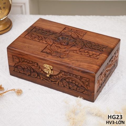 HG23_Hộp trang sức gỗ 1 ngăn móc khóa