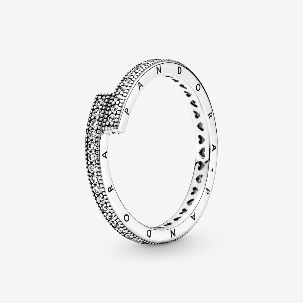 Nhẫn Pandora Signature Bạc Bất Đối Xứng Đính Đá - Pandora