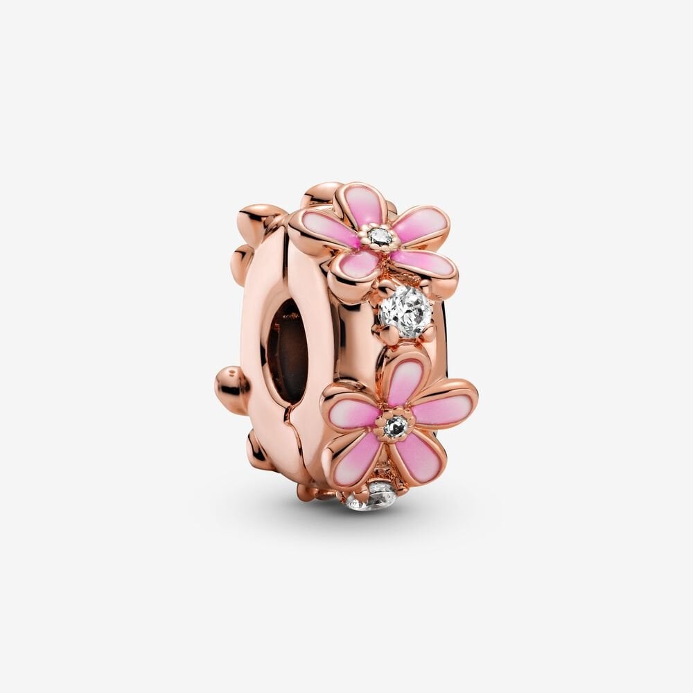 Charm Bấm Pandora Moments Mạ Vàng Hồng 14K Hoa Cúc - Pandora