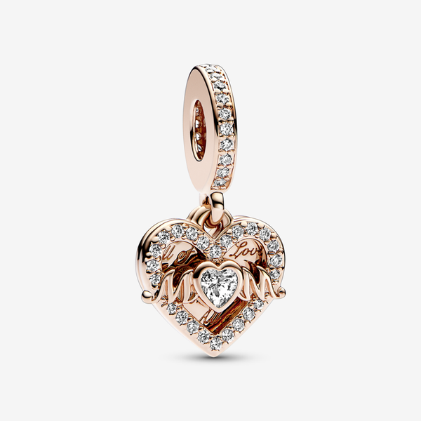 Charm Pandora Moments Mạ Vàng Hồng 14K Trái Tim Chữ Mom Đính Đá ...