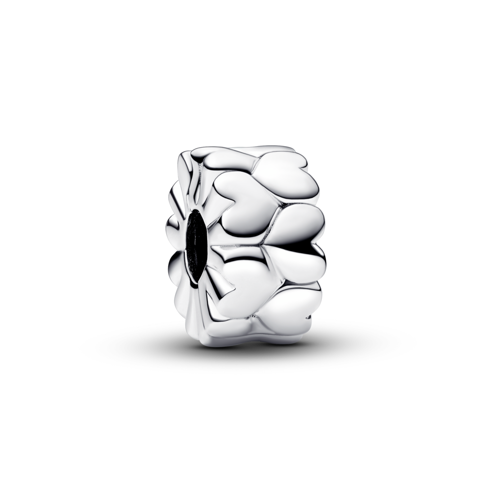 Charm bấm pandora moments bạc họa tiết trái tim - Pandora