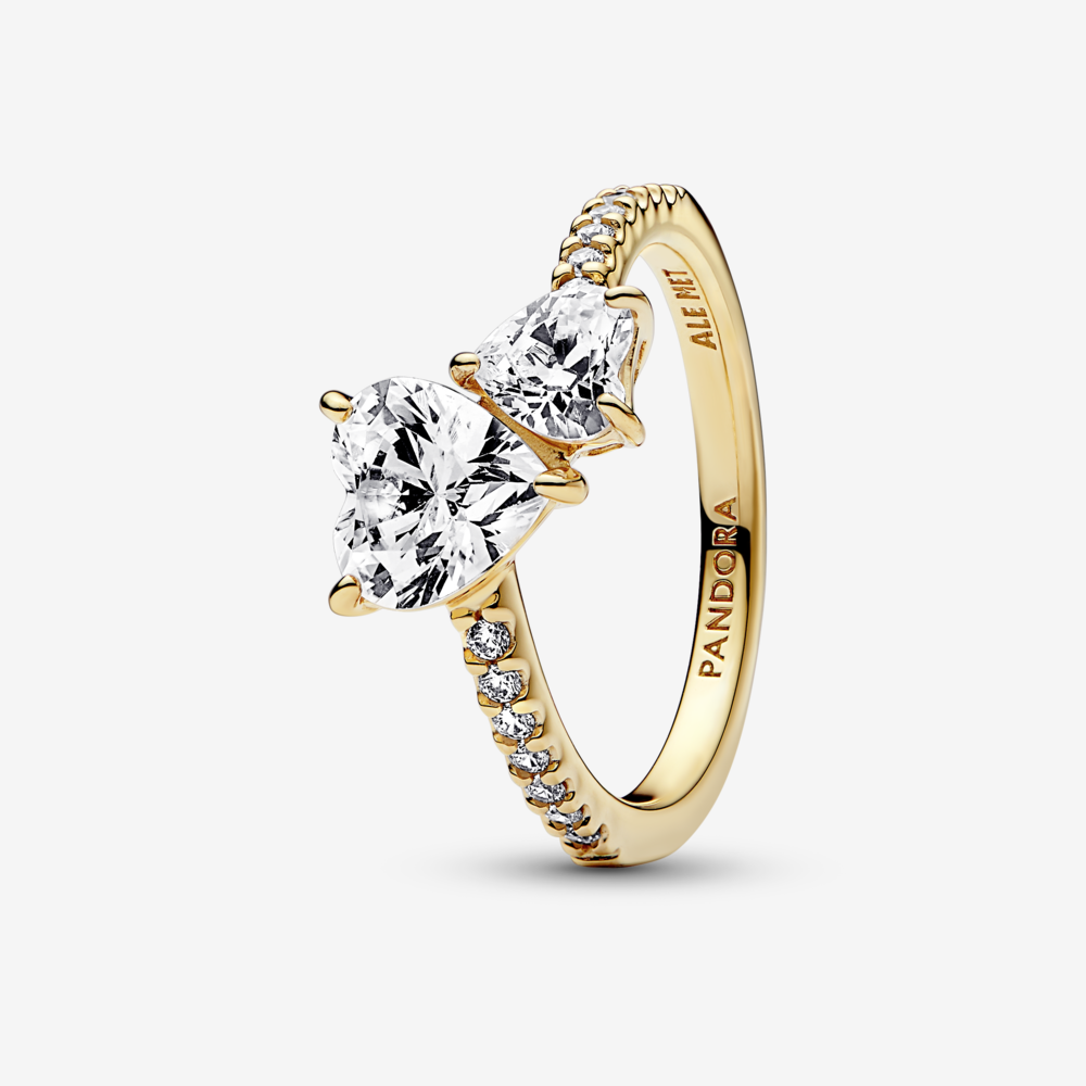 Nhẫn Pandora Timeless Mạ Vàng 14k Mặt 2 Trái Tim - Pandora