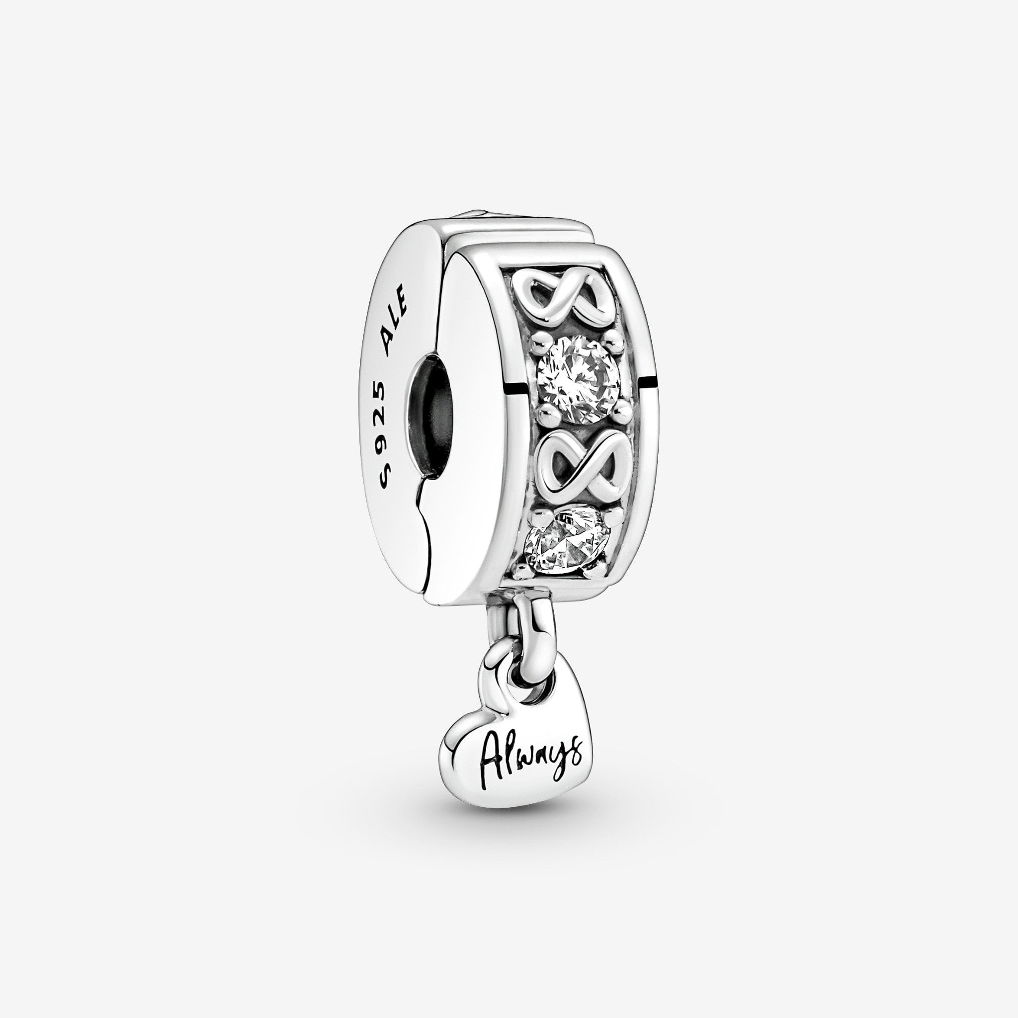 Charm bấm pandora moments bạc họa tiết vô cực - Pandora