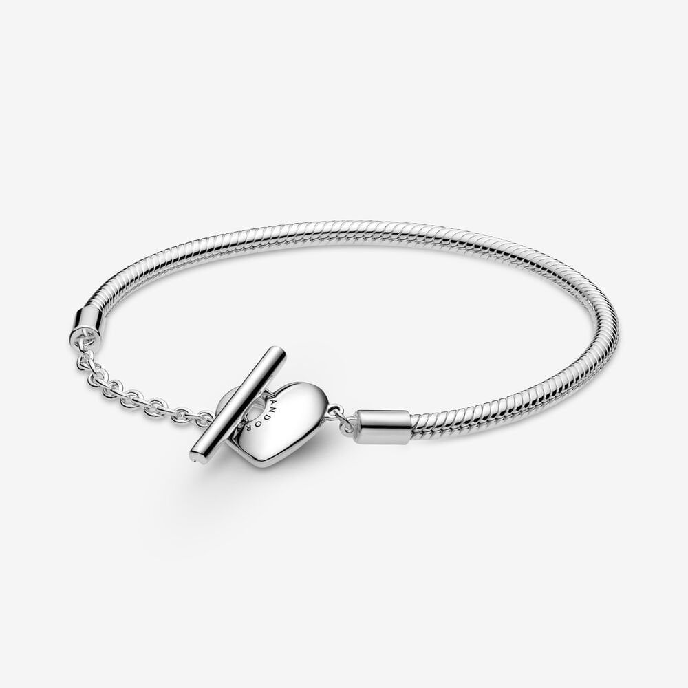 Vòng Tay Pandora Moments Bạc Khóa T-Bar Trái Tim