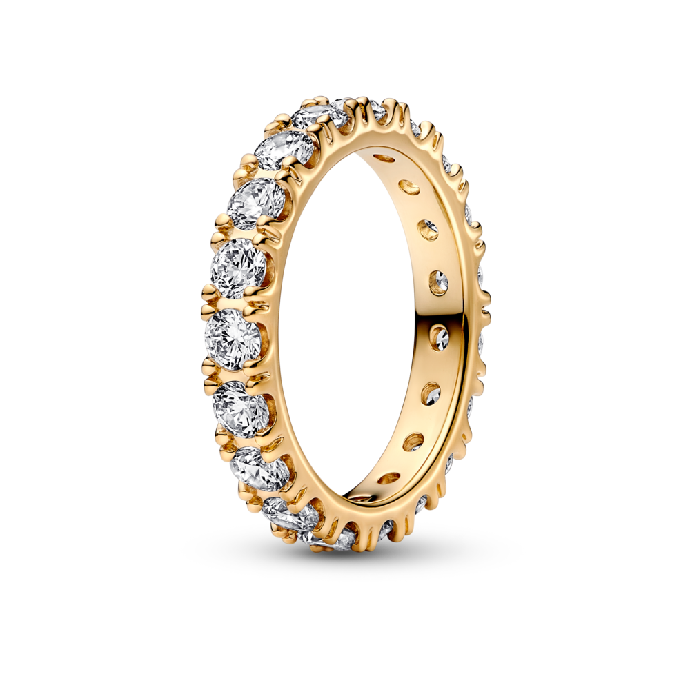 Nhẫn pandora timeless mạ vàng hồng 14k đính đá đen - Pandora