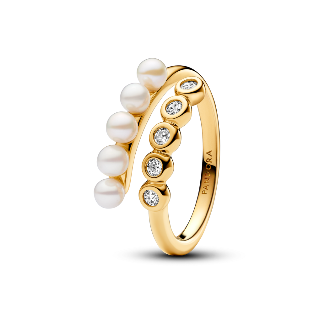 Nhẫn Pandora Timeless Mạ Vàng 14K Dải Ngọc Trai Và Đá - Pandora