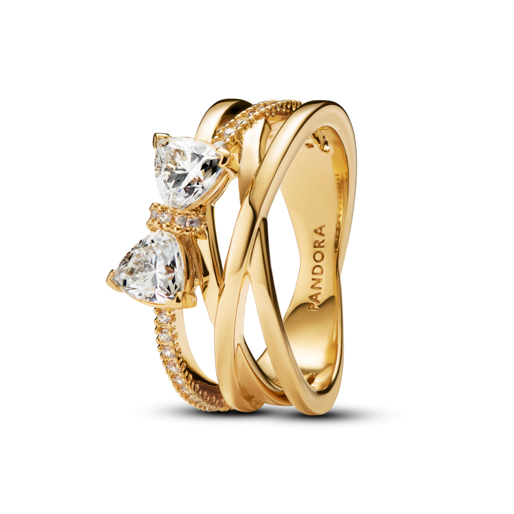 Nhẫn Pandora Timeless Mạ Vàng 14K Hình Nơ Thiết Kế 3 Vòng - Pandora