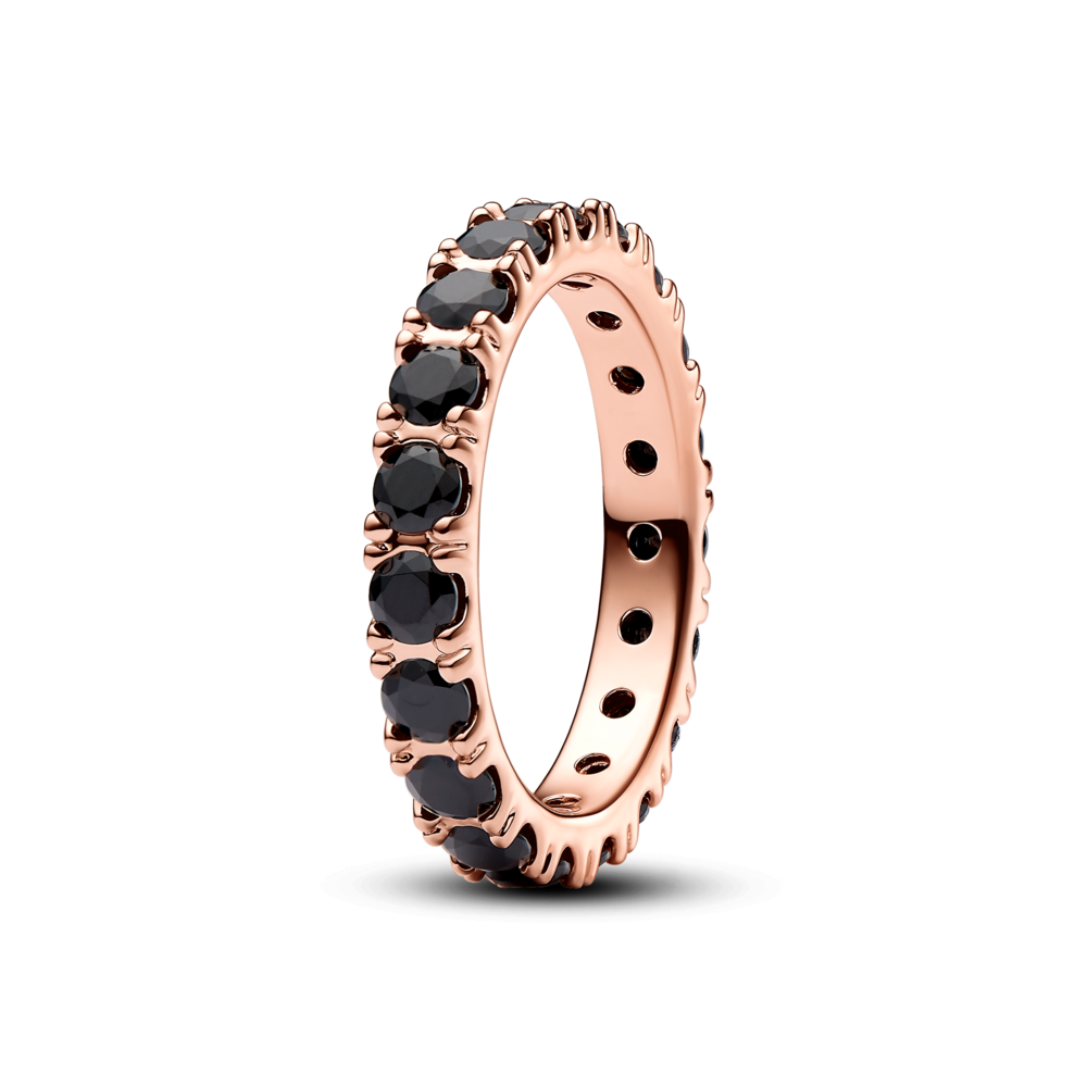 Nhẫn pandora timeless mạ vàng hồng 14k đính đá đen - Pandora