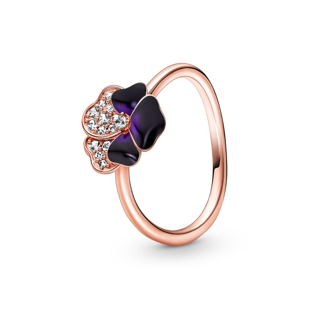 Nhẫn Pandora Moments Hoa Pansy Tráng Men Mạ Vàng Hồng 14K - Pandora