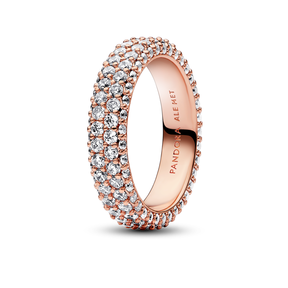 Nhẫn Pandora Timeless Mạ Vàng Hồng Đính Đá Tròn Nhỏ - Pandora