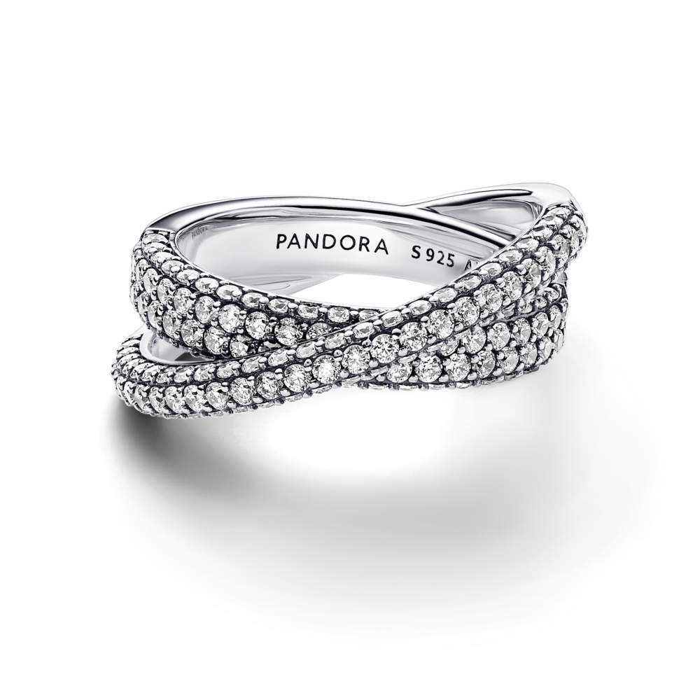 Nhẫn Pandora Timeless Hai Dây Chéo Đính Đá - Pandora