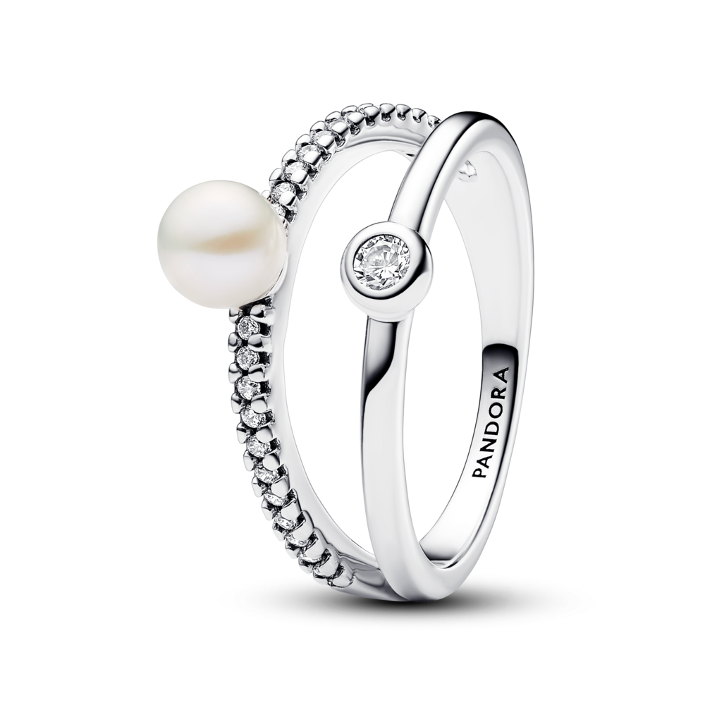 Nhẫn Bạc Timeless Hai Dải Ngọc Trai Và Đá Lấp Lánh - Pandora