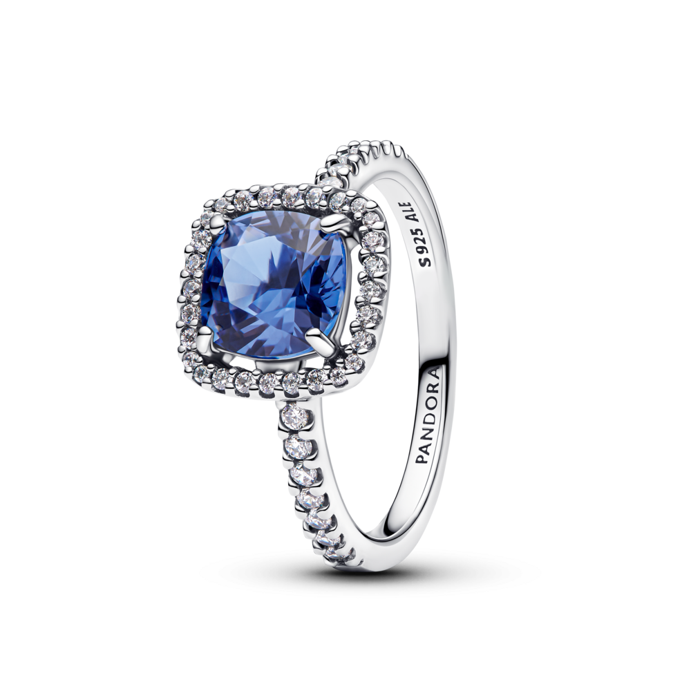 Nhẫn Bạc Pandora Timeless Viên Đá Pha Lê Lớn Xanh - Pandora