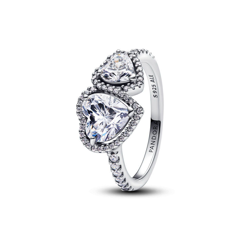 Nhẫn Bạc Halo Đính Đá Hai Trái Tim - Pandora