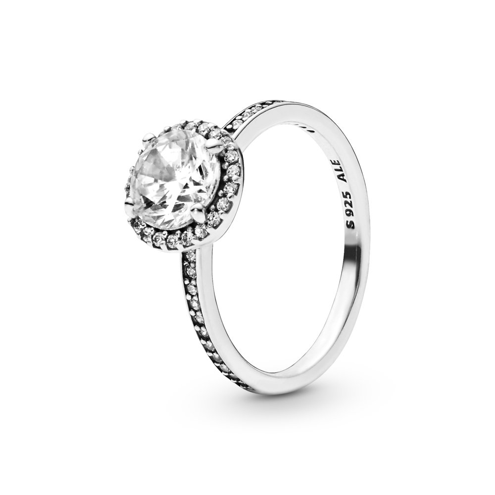 Nhẫn bạc pandora moments đính đá tròn - Pandora