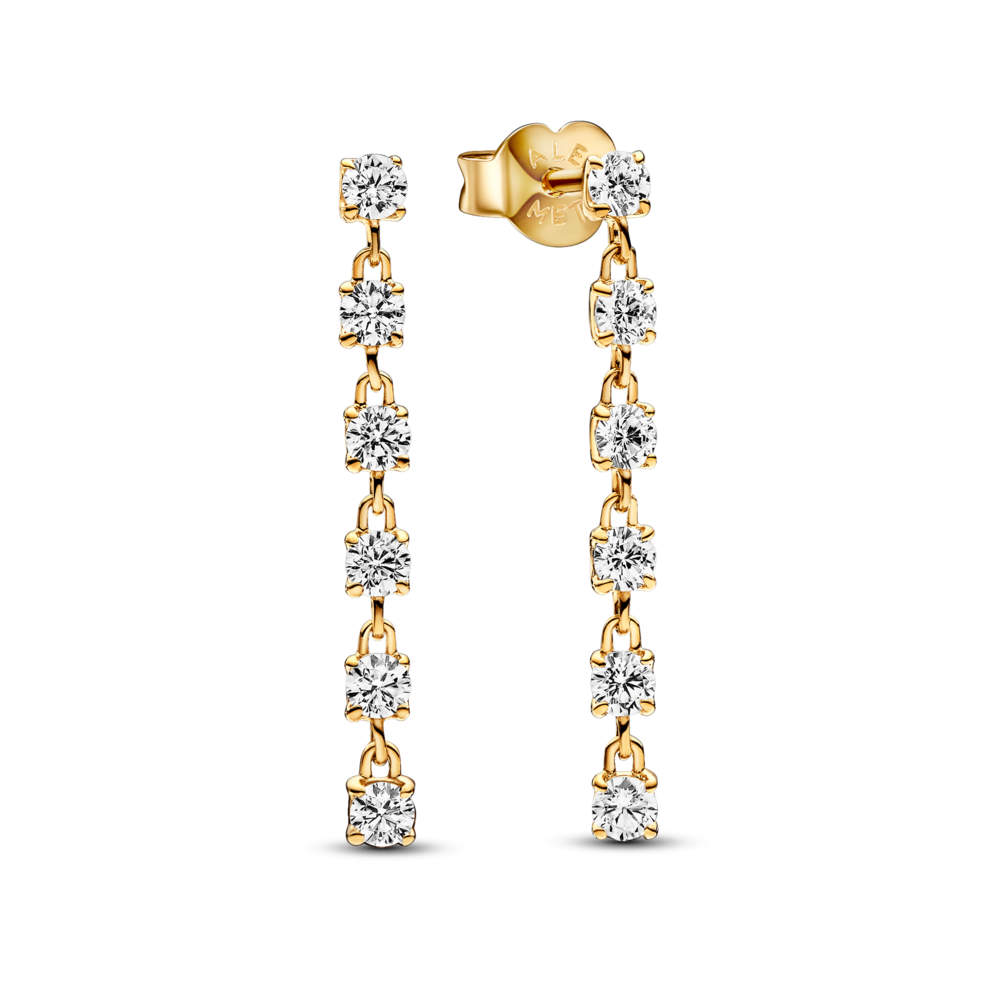 Hoa tai mạ vàng 14k pandora timeless dạng rơi đính đá - Pandora