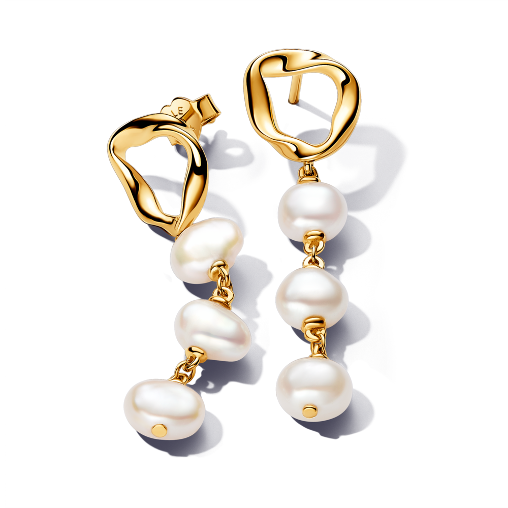 Hoa Tai Pandora Essence Mạ Vàng 14k Dạng Rơi Chuỗi Ngọc Trai - Pandora