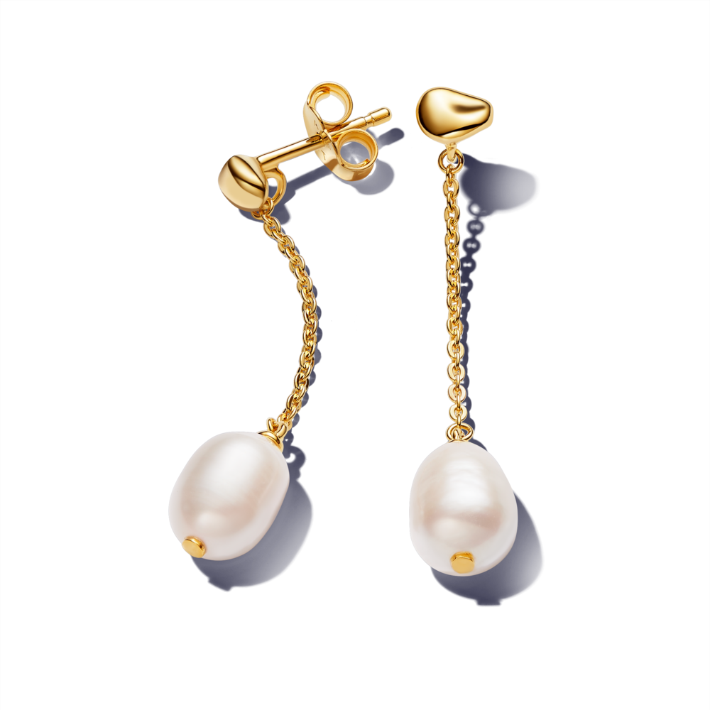 Hoa Tai Pandora Essence Mạ Vàng 14k Dạng Rơi Đính Ngọc Trai - Pandora