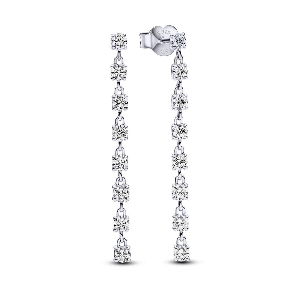 Hoa tai bạc pandora timeless dạng rơi đính đá - Pandora