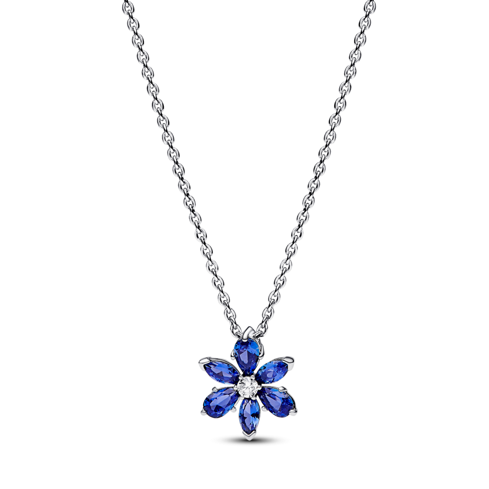 Dây Chuyền Pandora Timeless Mặt Hoa 6 Cánh Đá Xanh - Pandora