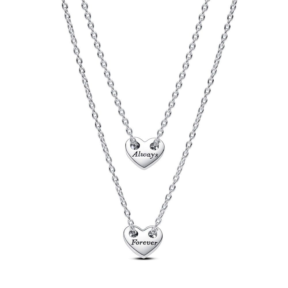 Dây Chuyền Bạc Pandora Moments Hai Mặt Trái Tim Tách Đôi - Pandora