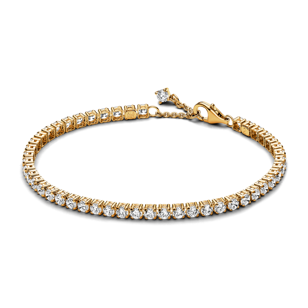 Vòng Pandora Tennis Mạ Vàng 14k Đính Đá Bản Nhỏ - Pandora