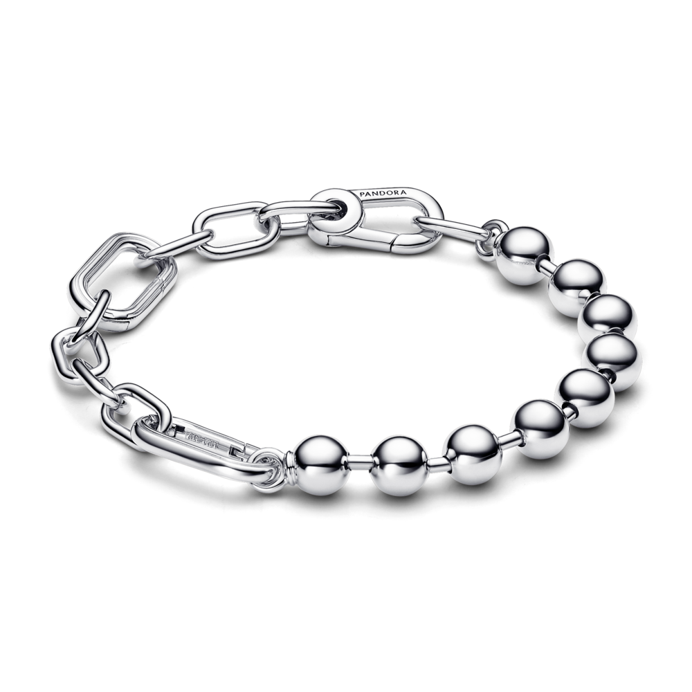 Vòng tay bạc pandora me nửa mắt xích - nửa hạt mắt nối - Pandora