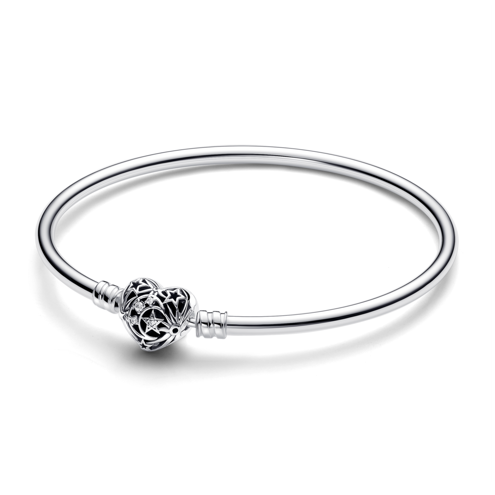 Vòng Kiềng Bạc Pandora Moments Khóa Trái Tim Đính Đá