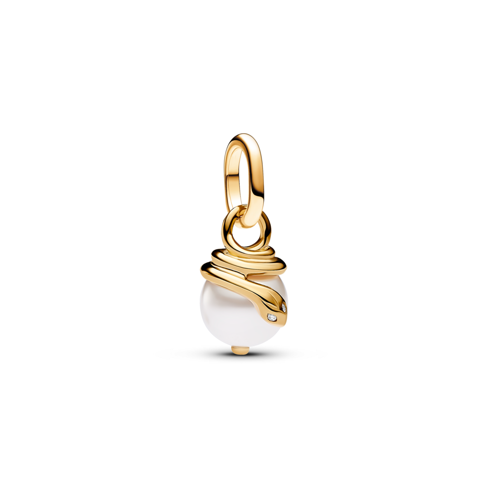 Charm Treo Mạ Vàng 14k Rắn Uốn Quanh Ngọc - Pandora