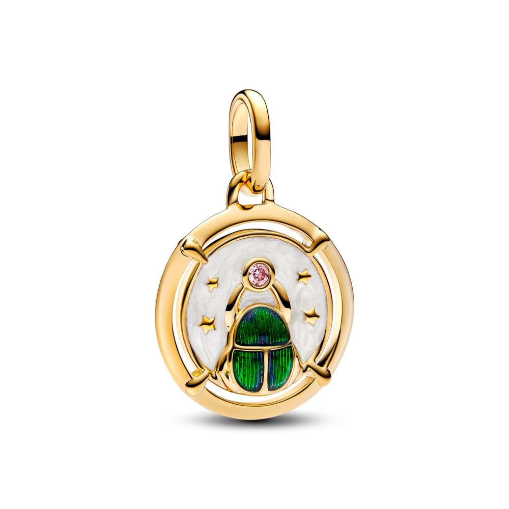 Charm Mạ Vàng 14k Pandora Me Tráng Men Xanh Lá Họa Tiết Bọ Hung - Pandora