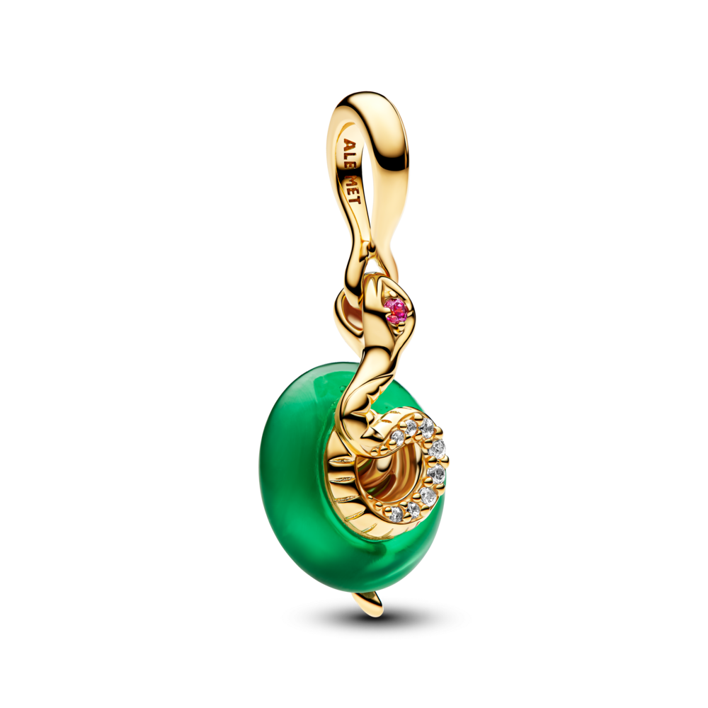 Charm Mạ Vàng 14K Hình Rắn Kết Hợp Murano Xanh - Pandora
