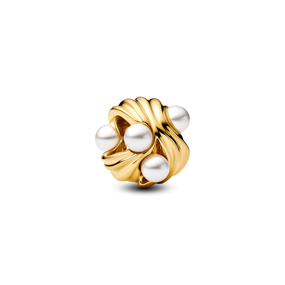 Charm Mạ Vàng 14K Gợn Sóng Đính Ngọc Trai Trắng - Pandora