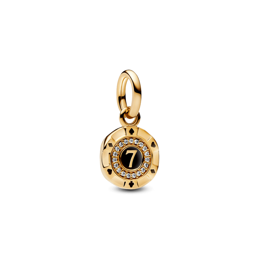 Charm Treo Mạ Vàng 14K Chip Poker Số 7 May Mắn - Pandora