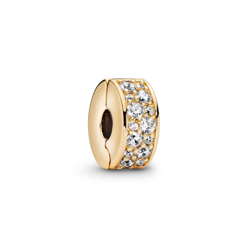 Charm bấm mạ vàng hồng 14k đính đá cz trắng - Pandora