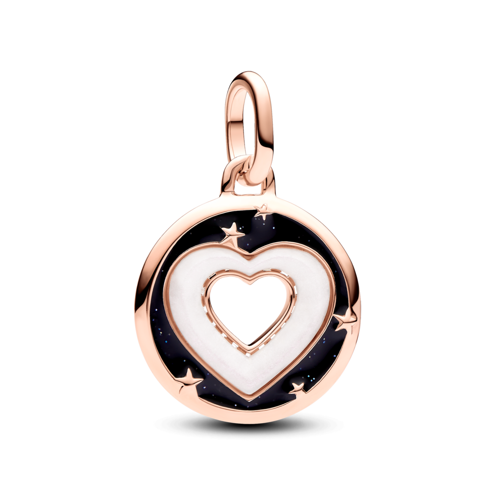 Charm Pandora ME Mạ Vàng Hồng 14K Trái Tim Trắng Đen - Pandora