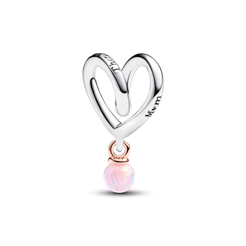 Charm bạc trái tim đính đá hồng chữ mum - Pandora