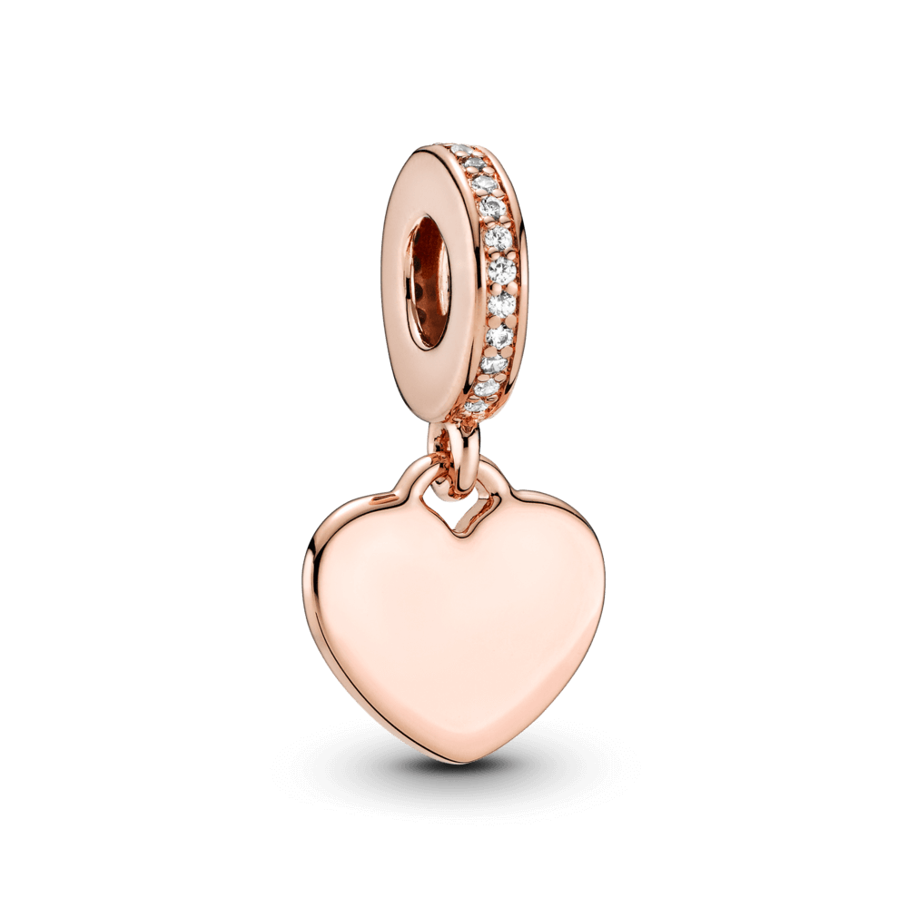 Charm Treo Mạ Vàng Hồng 14K Trái Tim Khắc Chữ - Pandora