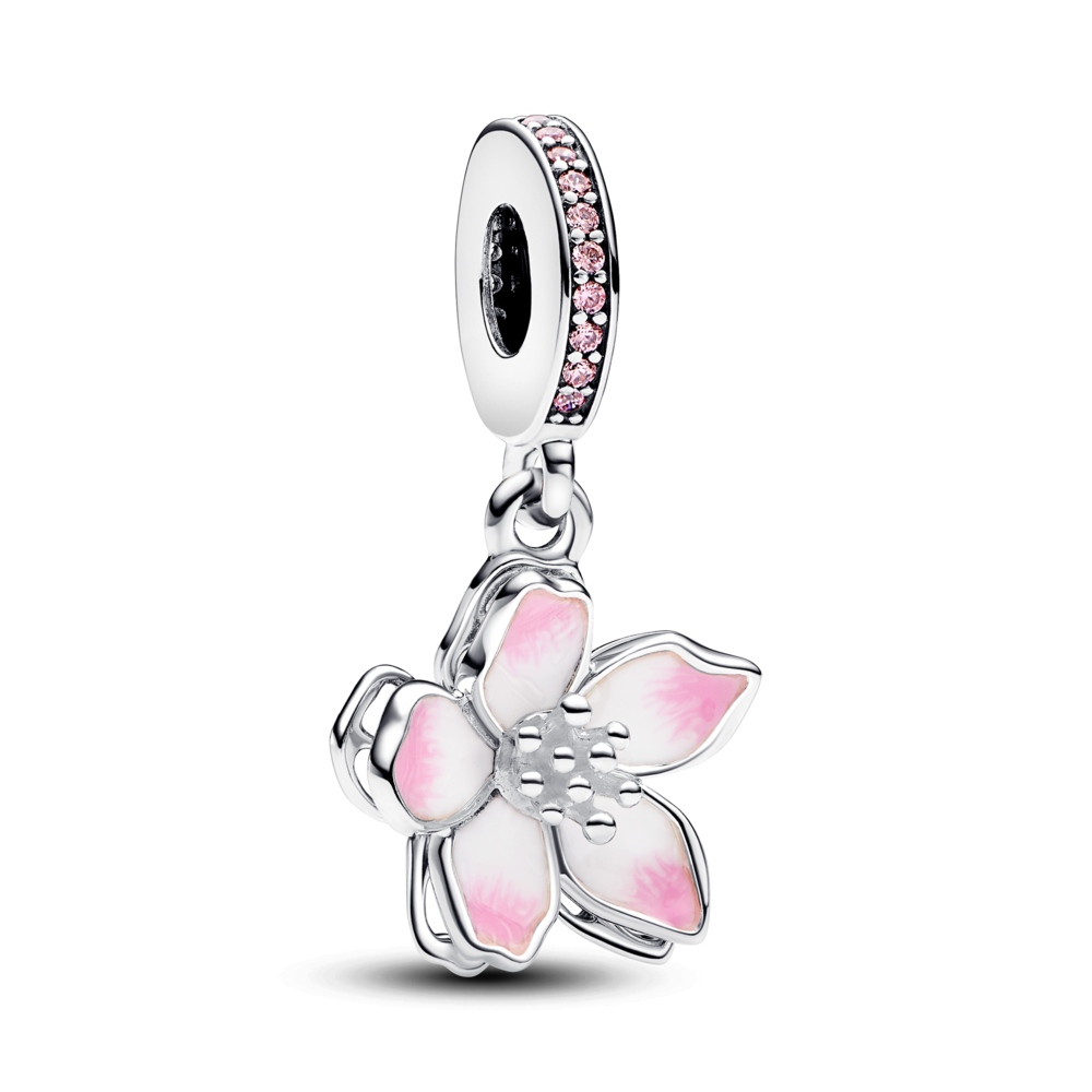 Charm bạc pandora tráng men hoa anh đào — nhật bản - Pandora