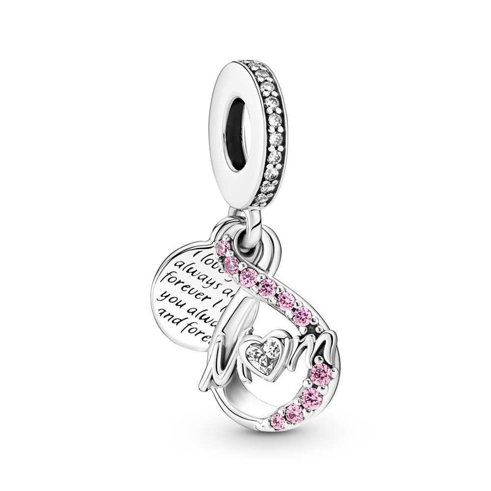 Charm Treo MOM Biểu Tượng Vô Cực Đính Đá Pavé